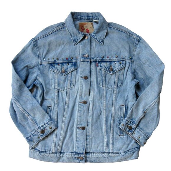 NWT Levi's Woman's Baggy Trucker in Reach For The Sky Denim Jean Jacket M - Picture 2 of 9